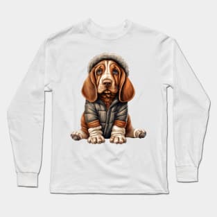 Winter Basset Hound Dog Long Sleeve T-Shirt